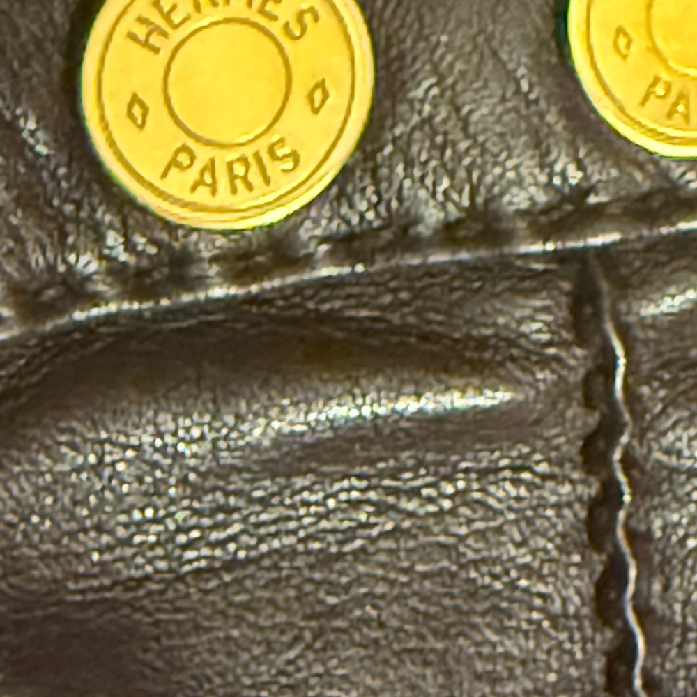 HERMES Authentic Lamb Leather Sellier Button Logo Gloves Sz 6.5 Small - Picture 2 of 9